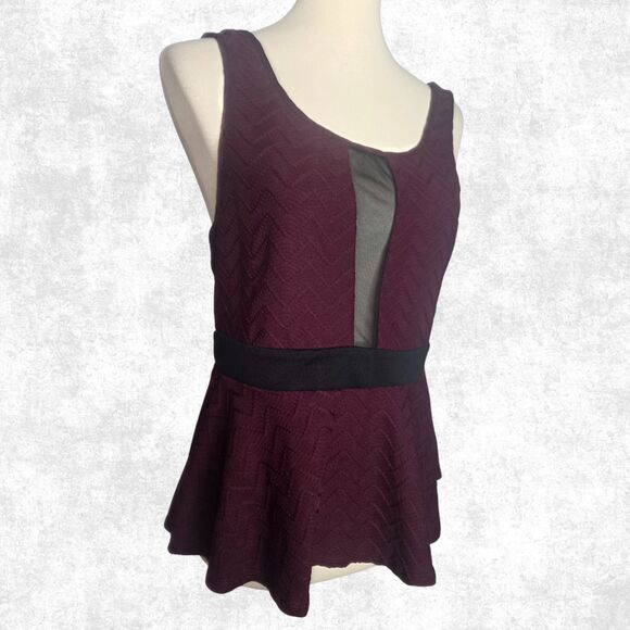 Charlotte Russe Plum Peplum Tank Top XL Mesh Panel Goth Glam - Picture 6 of 7